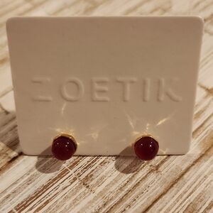 Zoetik Gold and Red Stud Earrings